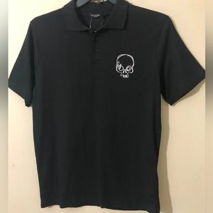 NEW Bolongaro Trevor Men's Black Polo Skull Short Sleeve Shirt Medium